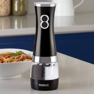 TOWER BLACK ELECTRONIC SALT & PEPPER MILL. New
